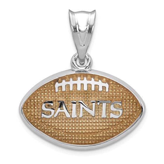 Sterling Silver New Orleans Saints Enameled Football Pendant Sterling Silver New Orleans Saints Enameled Football Pendant